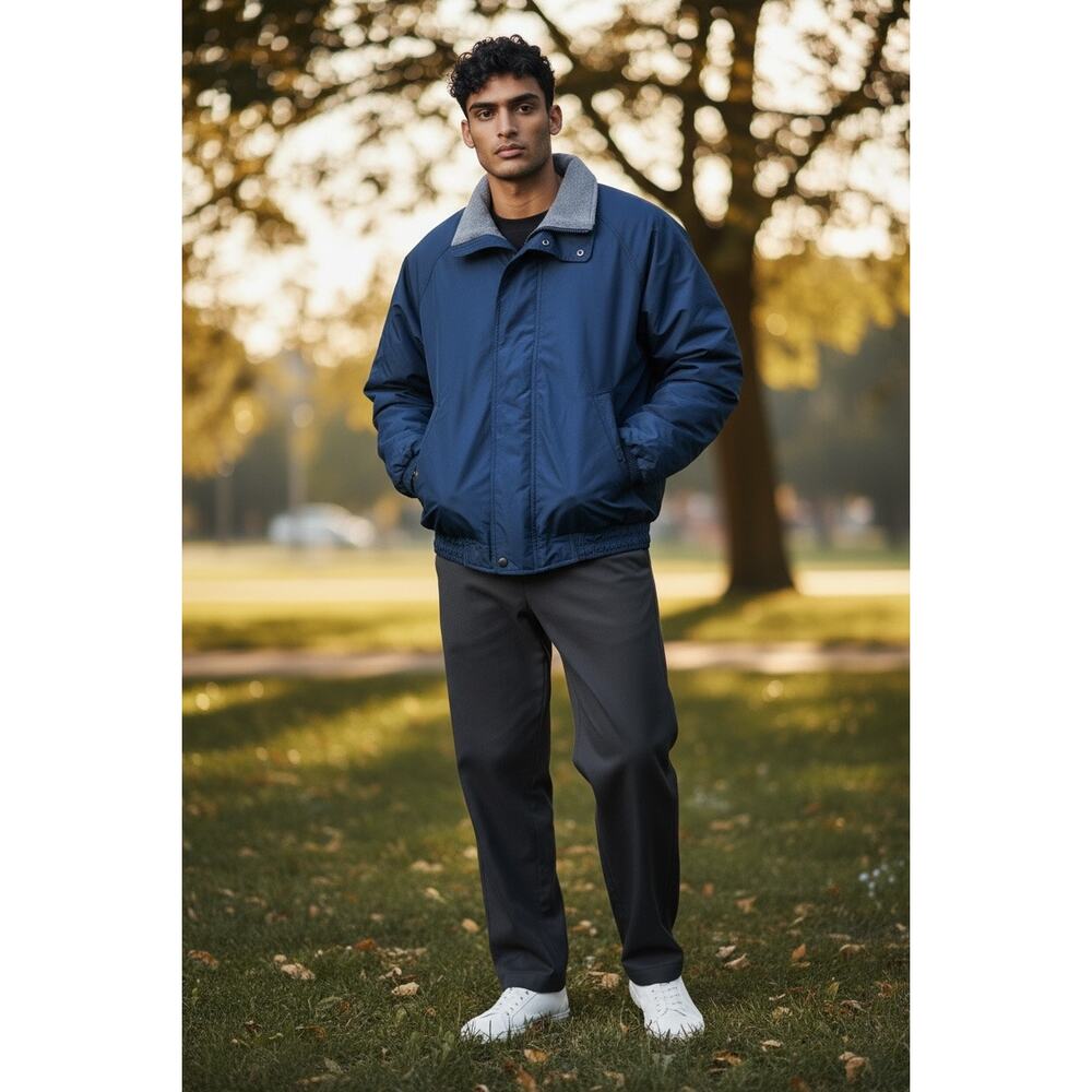 Vintage LL Bean Navy Polartec Gore-Tex Shell Sherpa Lined Coat Mens Med 38-40